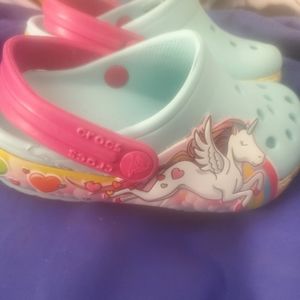 Unicorn light up Crocs toddler size 7